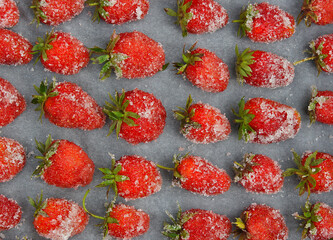 Appetizing fresh strawberries with sugar