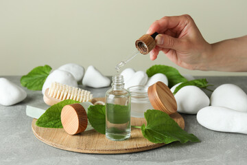 Eco friendly zero waste concept on gray textured table