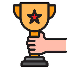 trophy color line style icon