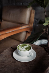Matcha Tea Latte On Table backgruond