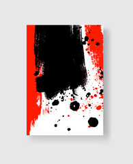 Black and Red ink brush stroke on white background. Japanese style.