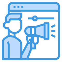 Advertising blue line icon