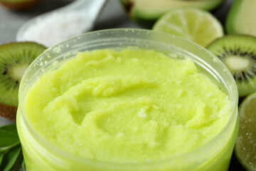 Skin care cosmetic scrub concept, close up