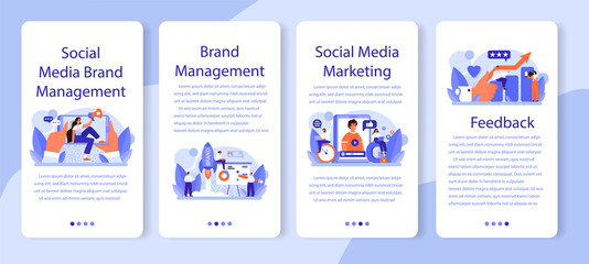 Brand management mobile application banner set. Unique design