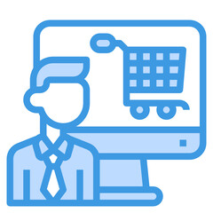 Online Shopping blue line icon