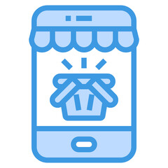 Shopping blue line icon