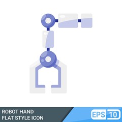 Industry Technology 4.0 icon, sign robot hand, factory automation. Manage online production. Flat style icon. Eps 10