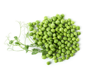 Green pea seeds isolated on white background