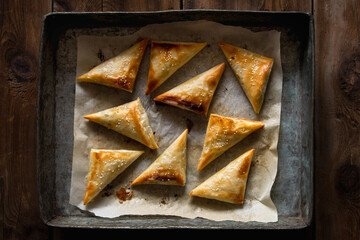 Greek spanakopita with Tzatziki dip