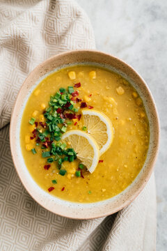Red lentil and corn soup