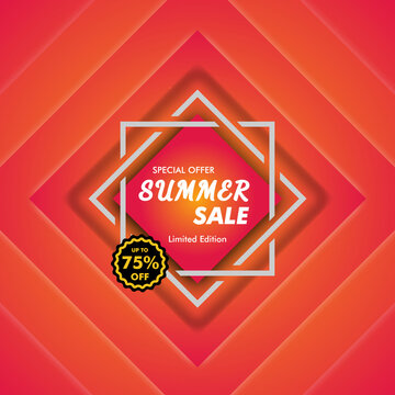 Summer sale banner with paper cut gradien design style, illustration vector template discount offer price tag. poster tag summer discount.