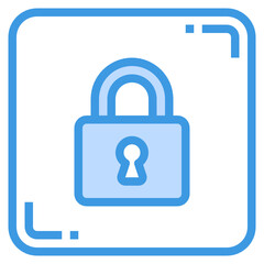 Lock blue line icon