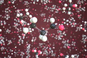 Propionaldehyde molecule made with balls, conceptual molecular model. Chemical 3d rendering