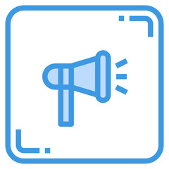 Megaphone blue line icon