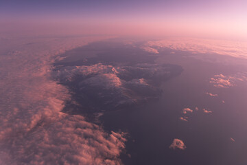 View of Magadan and Sea of Okhotsk in Russia's Far East from the air.