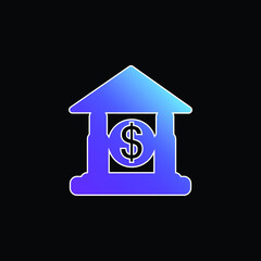 Bank Building blue gradient vector icon