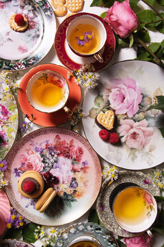 Colourful floral theme tea setting 
