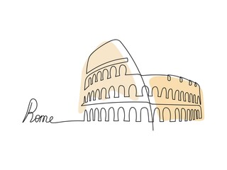 Colosseum illustration. One line art. Single line Colosseum