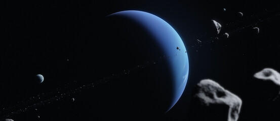 Gas Giant Planet with Asteroid Rings and Moons