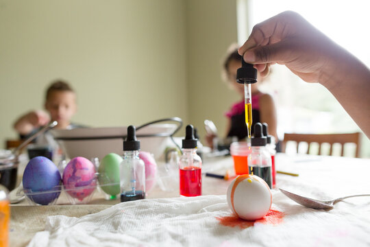 Food Dye Dropping Onto Easter Egg