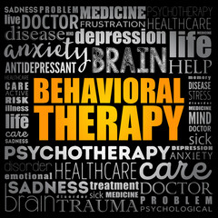 Behavioral therapy word cloud, health concept background