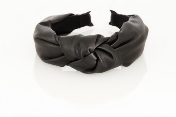 black leather headband isolated on white background