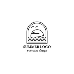 summer icon minimalist logo vector line art illustration design