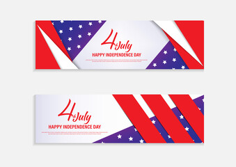 4th of July United States of America Independence day web banner template.