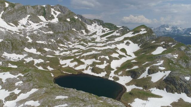 Manito lake in Montenegro in the spring, aerial view