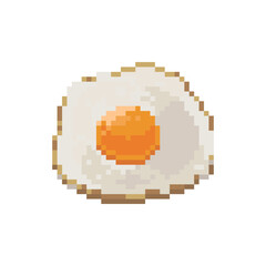 Pixel art fried egg icon illustration.