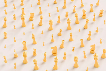randomly positioned chess pieces