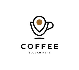 Coffee Point Cup Vector Logo Design. Creative Technology Direction   Service Design
