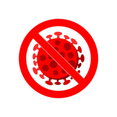 no virus sign, symbol, icon. stop virus spread. stop covid - 19.