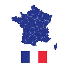 france map, flag colors, vector illustration on white background .