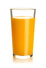 Orange juice glass, isolated on white background