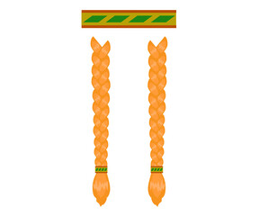 Women's braids on a white background. Symbol. Vector illustration.