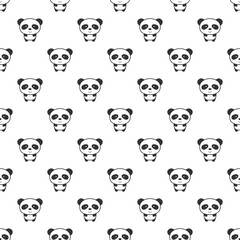 Panda Silhouette Cartoon Character vector illustration on white background cute panda seamless pattern.