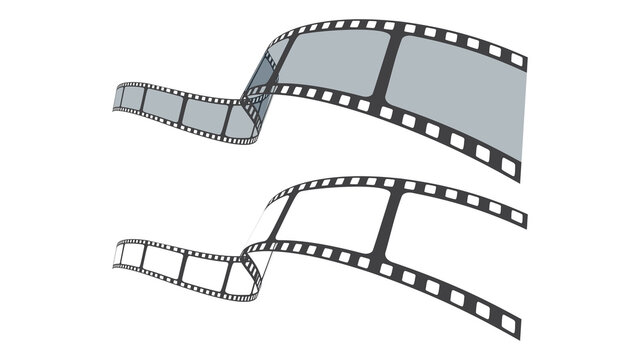 Film strip in perspective. Set of blank cinema film strip frames. Art design filmstrip for advertisement, brochure, banner, flyer. Template for cinema festival or presentation. Film industry concept.