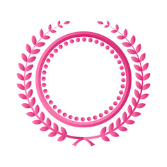 Pink seal, best selected metal badge quality medal in pink color. vector illustration
