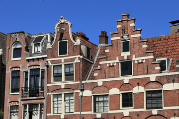 Amsterdam Historic Canal House Facades with Bell and Stepped Gables