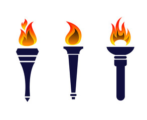 abstract torch Collection Blue design icons illustration with White Background
