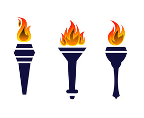 torch Collection Blue design icons illustration abstract with White Background
