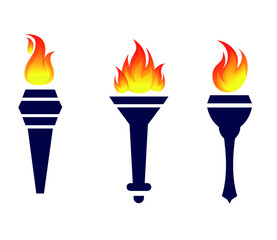 torch Collection Blue design icons illustration abstract with White Background
