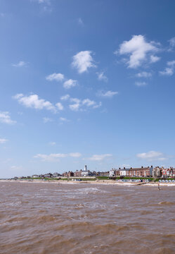 Seafront and Lighthouse from Southwold Pier. Suffolk, UK.