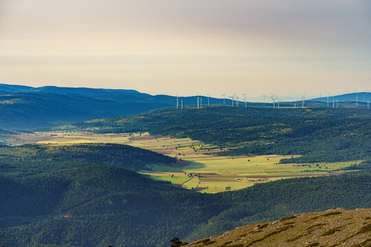 Agricultural valley  in Javalambre Region Teruel Spain in springtime. Fresh and heathy environment.