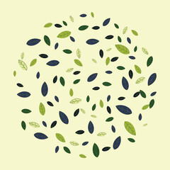 The central composition for the design of advertisements, invitations from multi-colored leaves. Summer sale frame. Geometric design in the shape of a circle. Place for your text. Vector