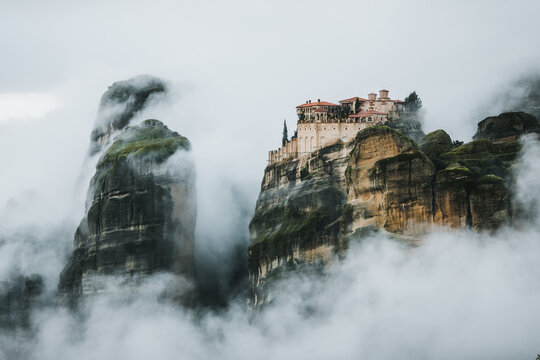 cloud covered monastery