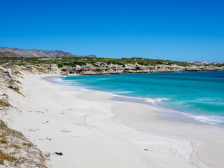 Coastal view towards Klipgat Cave in the Walker Bay Nature Reserve, Die Kelders. Overberg, Western Cape. South Africa