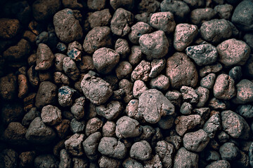 natural background with copy space. selective focus photo of expanded clay as background