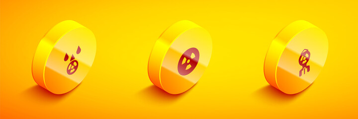 Set Isometric Acid rain and radioactive cloud, Radioactive and Nuclear bomb icon. Vector